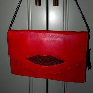 L' Wren Scott Banana Republic Beaded Lips Clutch/Shoulder Bag NWT.